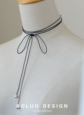 菠萝手作银色爱心自由系带锁骨链