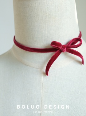 圣诞双面红丝绒蝴蝶结choker颈链