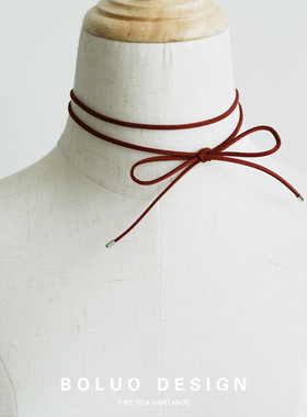 菠萝手作麂皮绒蝴蝶结choker