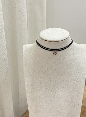 菠萝手作黑色双层pu红色爱心项圈