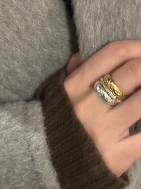 925银镀金戒指高级感韩国开口可调节小香风高智感碎银子戒指礼物