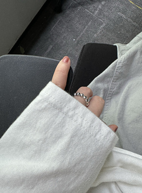 银戒指通体纯银韩式简约时尚圆圈圈戒指银色球球戒指