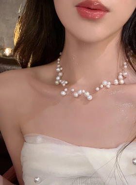 满天星多层珍珠项链女时尚气质2024新款爆款潮简约小众设计感颈链