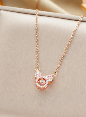 时尚日韩老鼠头项链女轻奢气质灵动卡通吊坠小老鼠锁骨链饰品批发