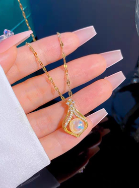 2024新款3.8节礼物18k人鱼姬吊坠珍珠项链颈链高级锁骨首饰配饰