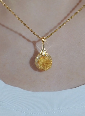 高级感气质金色玫瑰花吊坠项链女轻奢小众设计感锁骨链2025新款潮