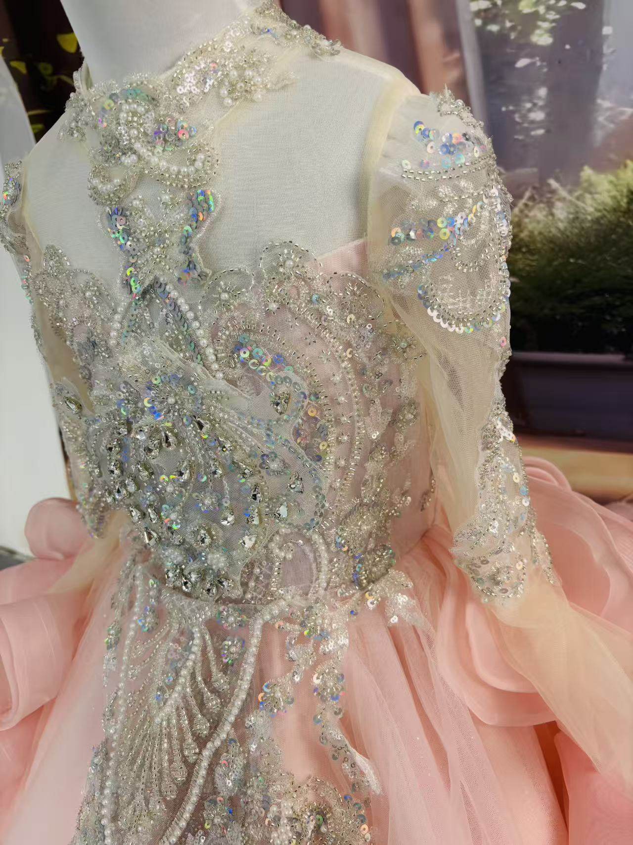 女童高端晚礼服儿童主持人钢琴演出服小女孩生日宴会公主裙粉色,淘宝优惠券,粉丝福利购,淘宝优惠卷