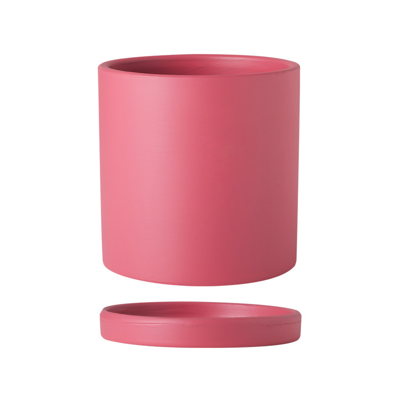 莫兰迪陶土直筒圆柱形北欧多彩花盆室内多肉鲜花绿植简约盆带托盘,淘宝优惠券,粉丝福利购,淘宝优惠卷