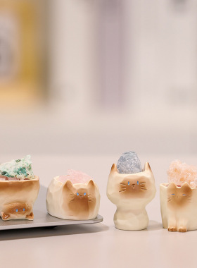 新款猫猫PAL水晶盲盒家居摆件