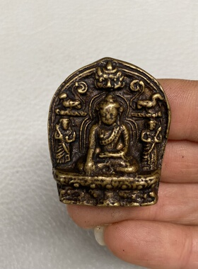仿古新款藏式藏传黄利玛铜佛牌手把件吊坠挂件民族风特色吊坠