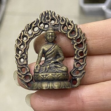 仿古杂项铜器藏式释迦牟尼迷你袖珍佛像挂件吊坠复古民族风吊坠