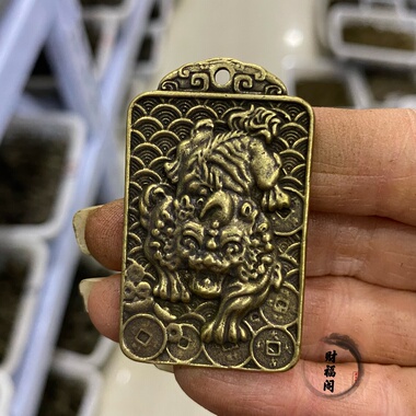 仿古新款藏式黄铜貔貅牌 瑞兽吊坠 家居工艺品护身符吉祥挂件吊坠
