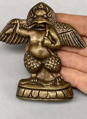仿古藏式黄铜大号金翅大鹏鸟护法神吊坠挂件藏式饰品配饰配件侧挂