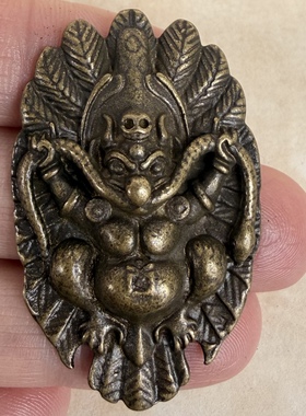 仿古古玩收藏藏式黄铜金翅大鹏鸟挂件吊坠项链民族风挂件项链