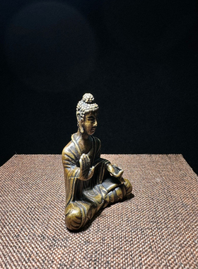 仿古古玩杂项收藏黄铜佛像摆件迷你小号坐莲释迦摩尼佛家居装饰品