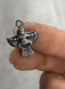 仿古藏式天铁托甲大鹏鸟卡子侧挂吊坠文玩佛珠手串挂件