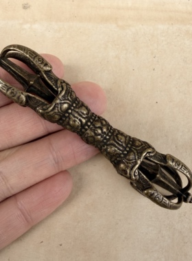 仿古新款藏式黄铜五股金刚杵降魔杵钥匙扣汽车挂件创意腰挂包吊坠