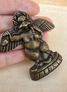 仿古尼泊尔藏传藏式黄铜金翅大鹏鸟挂件吊坠古玩文玩珠串配饰配件