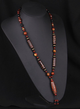 玛瑙吊坠项链西藏毛衣链