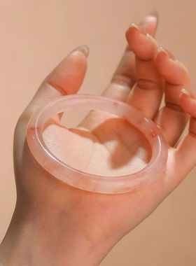 天然桃花酿手镯金丝玉细圆条新中式少女款美人条玉石粉色手镯送礼