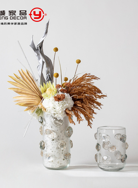 简约轻奢北欧售楼处样板房客厅餐厅卧室玻璃花器干花香薰烛台摆件