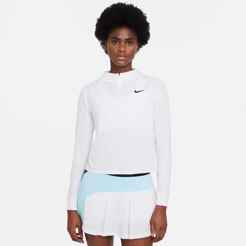 Nike耐克网球衣服女 24年秋冬新款速干半拉链长袖t恤网球裙CV4698 - 图1