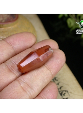 实物拍照gz1473-不还价 清代老多棱红玛瑙珠包老DIY手串配珠