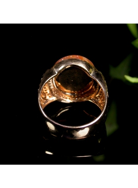 红玉髓小鹿18k金镶嵌戒指不还价