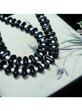 实物拍照wp1152 不还价 老琉璃珠黑色琉璃毛毛虫款锁骨项链