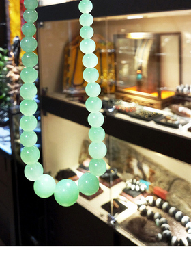 项链翡翠苹果绿色圆珠女士塔链