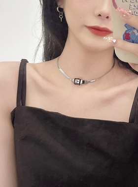 嘻哈风重工金属感皮带扣蛇骨链项链女甜酷辣妹锁骨链韩版个性百搭