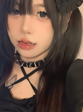 欧美原宿风黑色朋克摇滚皮革项链颈链哥特式尖钉潮流情趣饰品