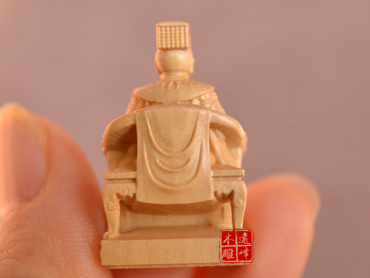 黄杨木雕实木雕刻神像微雕一寸玉皇三太子精雕工艺品摆件 - 图2