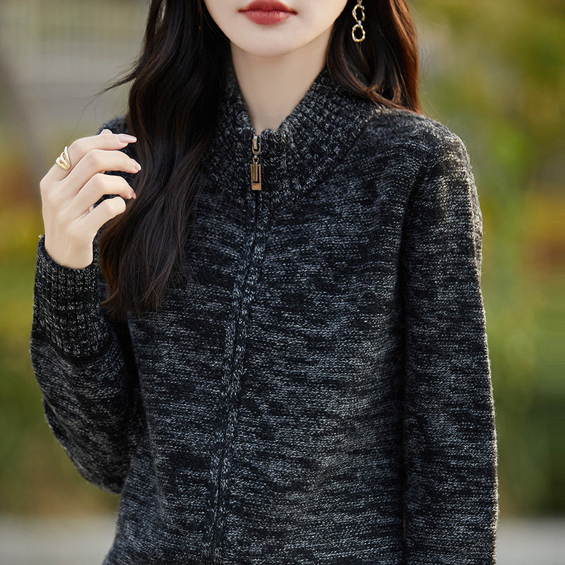 100%纯羊毛开衫女半高领拉链花纱拼色针织开衫宽松羊绒衫外套毛衣,淘宝优惠券,粉丝福利购,淘宝优惠卷
