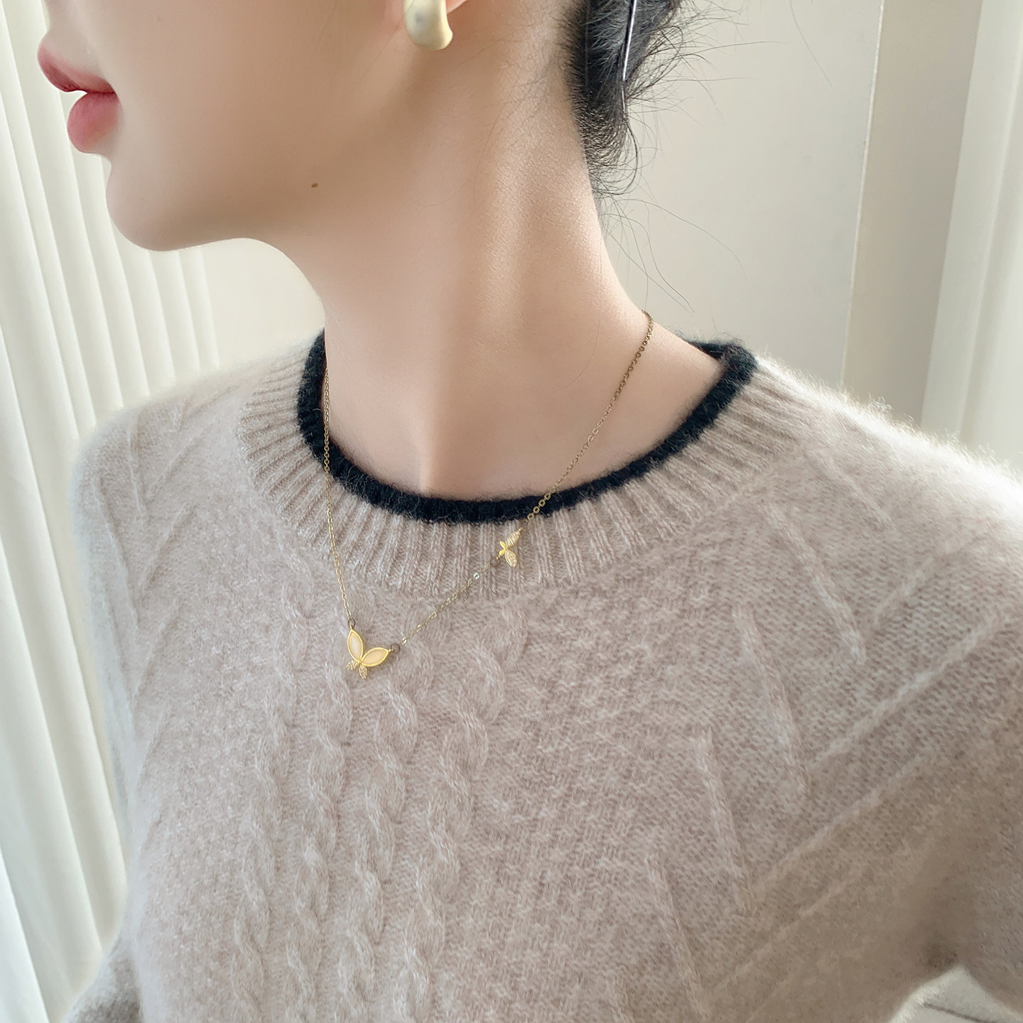 baby小山羊绒衫女圆领加厚扭花针织毛衣宽松花纱拼色打底羊绒上衣,淘宝优惠券,粉丝福利购,淘宝优惠卷