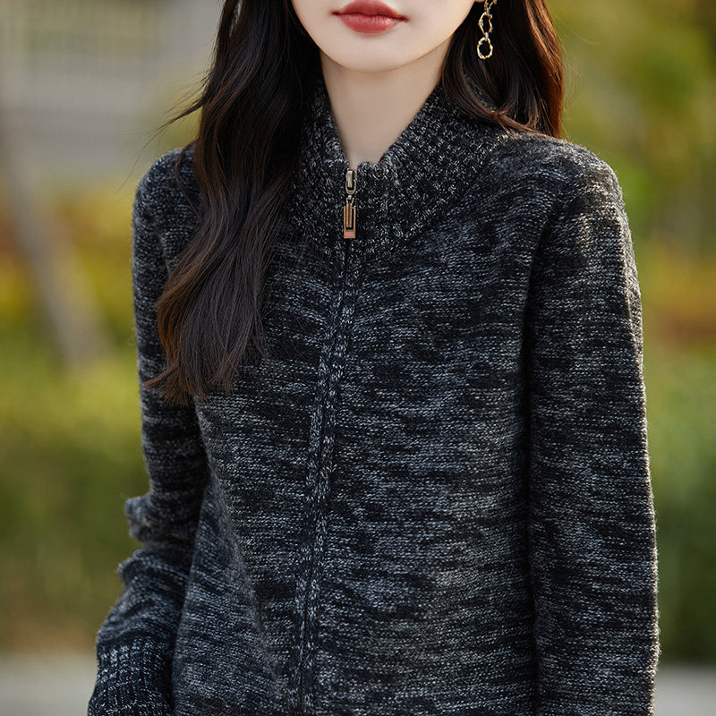 100%纯羊毛开衫女半高领拉链花纱拼色针织开衫宽松羊绒衫外套毛衣,淘宝优惠券,粉丝福利购,淘宝优惠卷