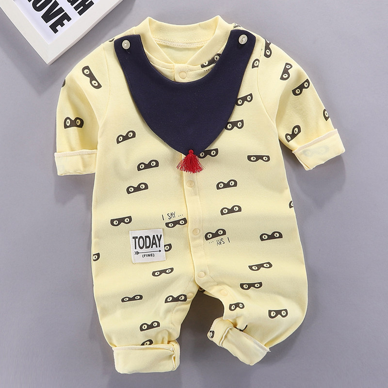 春秋纯棉春装网红男女宝宝外出哈衣 小符号婴儿服装店连身衣/爬服/哈衣