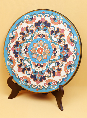 手工装饰礼品珐琅彩玄关坐盘摆件