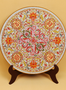 碳盘摆件吉祥如意掐丝珐琅彩新中式客厅玄关坐盘景泰蓝手工礼品