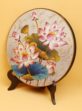 手工莲花装饰礼品掐丝客厅坐盘