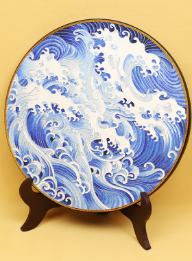 珐琅彩景泰蓝客厅碳盘摆件掐丝