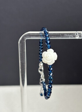 3mm藏青切面锆石白玫瑰手链