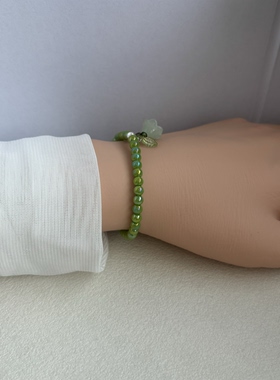 AYOUNG原创森系绿石花朵手链