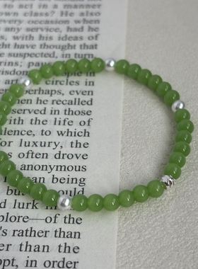 苹果绿4mm玻璃珠手链清新显白