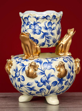 妙如意陶瓷天水卸刀光摆件