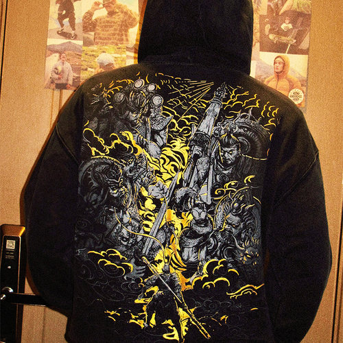 TEE7-国潮黑神话悟空周边四大天王连帽开衫做旧美式纯棉拉链卫衣 - 图0