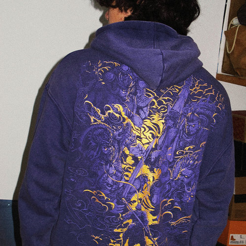 TEE7-国潮黑神话悟空周边四大天王连帽开衫做旧美式纯棉拉链卫衣 - 图3