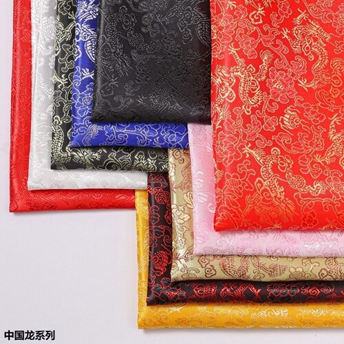 满地龙中国龙纹提花布料古装汉服cosplay汉唐装旗袍织锦缎提花布 - 图2