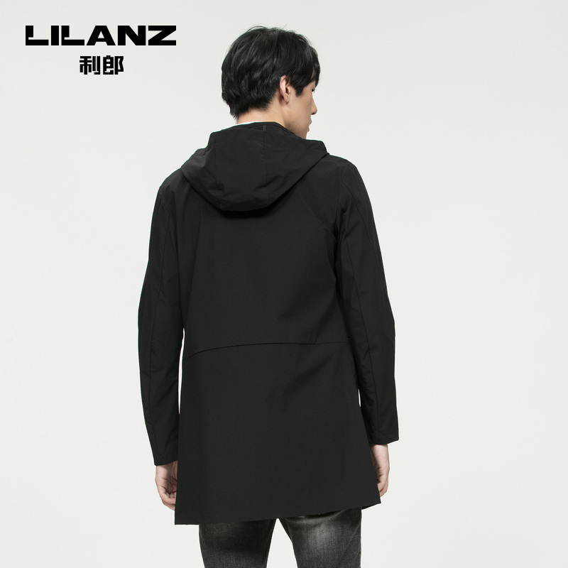 LILANZ 春季男装黑色连帽风衣男薄款商务休闲中长款外套 利郎官方 LILANZ 春季男装黑色连帽风衣男薄款商务休闲中长款外套 利郎官方