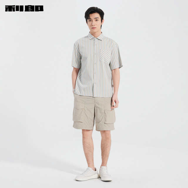 Lilang official slightly wide peak collar business short-sleeved shirt for men